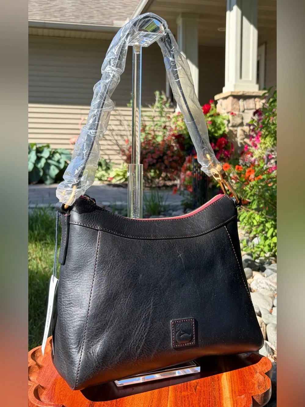 Dooney & Bourke Cassidy Hobo Large Black Florentine Leather NWT
